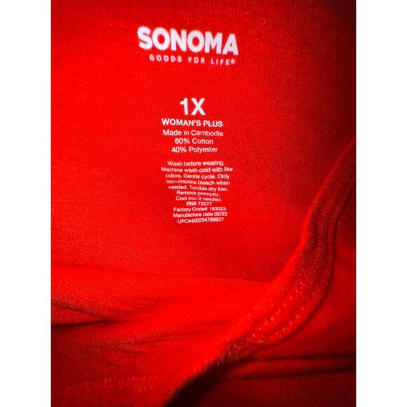 Bright Red Sonoma Womans Plus Soft Tank Top 1x Sleeveless Casual Comfort - Picture 2 of 6